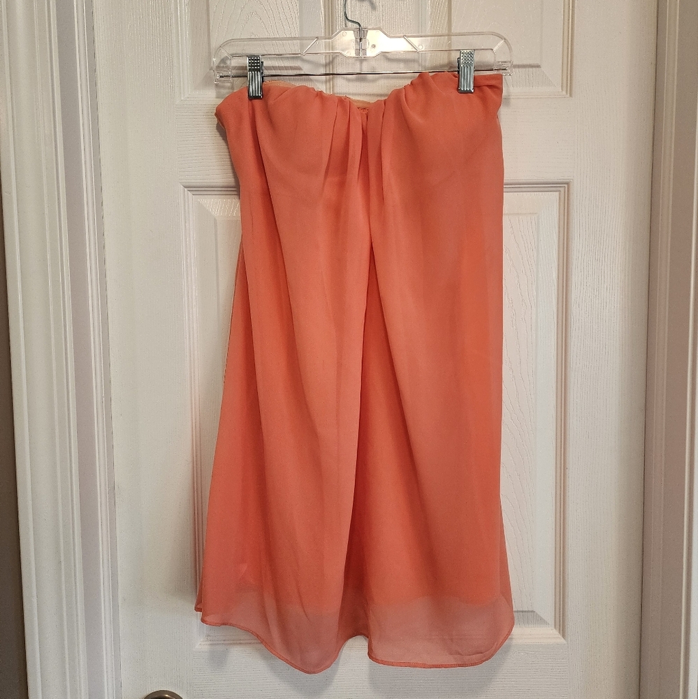 Orange Flowy Strapless Dress Size S